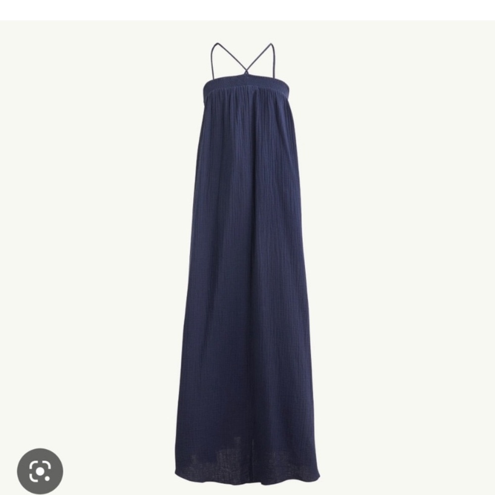 ‼️ NWT J.Crew Halter Maxi Navy Blue Resort Dress Soft Gauze- Fits XS to Medium